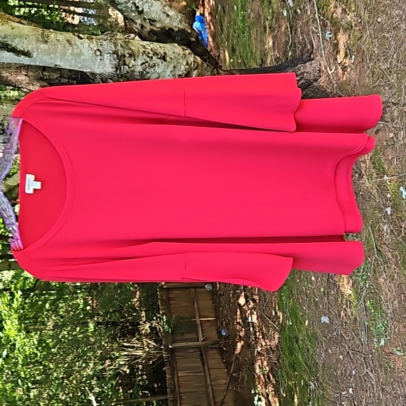 Avenue Top Double Bell Sleeve Relaxed Blouse  Deep Red Women's Plus Size 18/20 - Picture 9 of 16